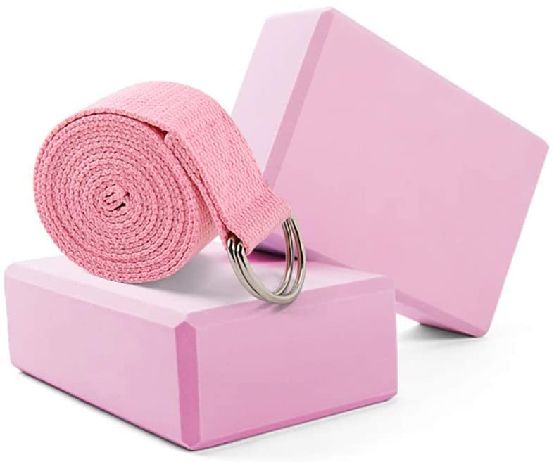 Yoga Blocks & Strap Set with High-Density Foam Bricks (2-Pack)