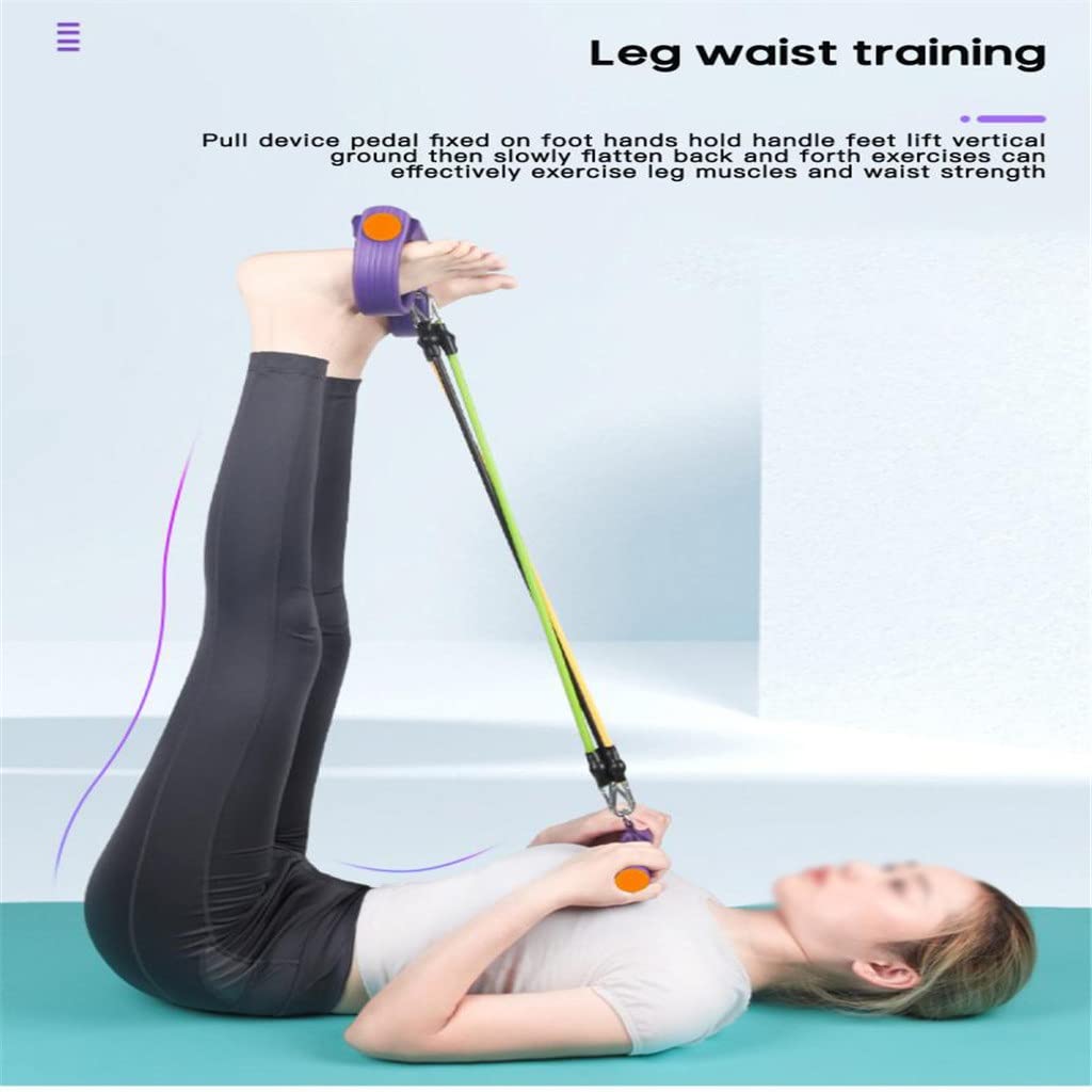 5 Tube Fitness Tension Rope Professional Foot Pedal Exercise Resistance Band Trainer