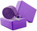 Yoga Blocks & Strap Set with High-Density Foam Bricks (2-Pack)
