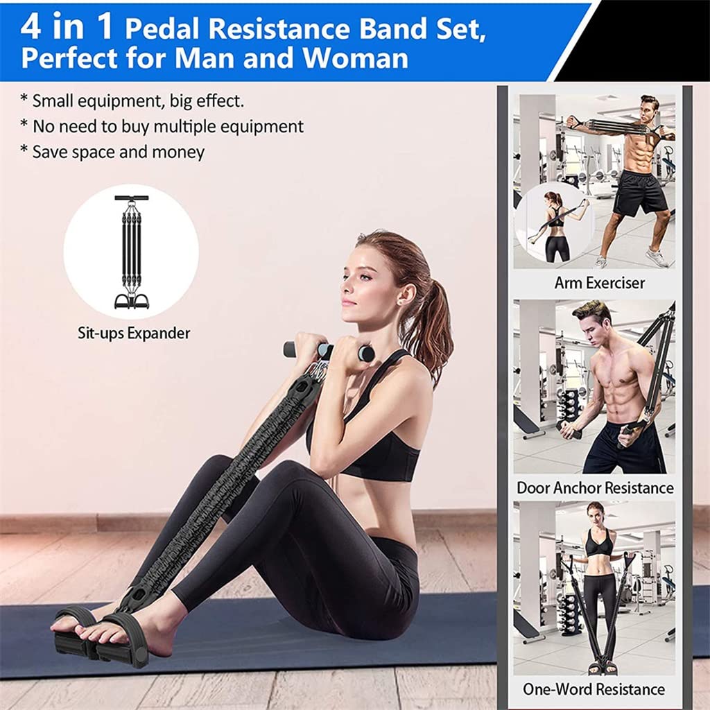 4-Tube Resistance Band Pedal Trainer Set