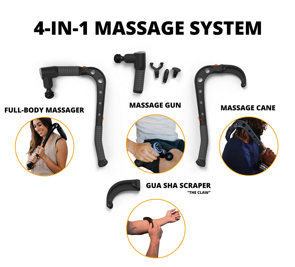 Percussion Massage Gun Set with Massage Cane & Holder System