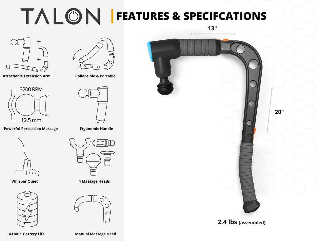 Percussion Massage Gun Set with Massage Cane & Holder System