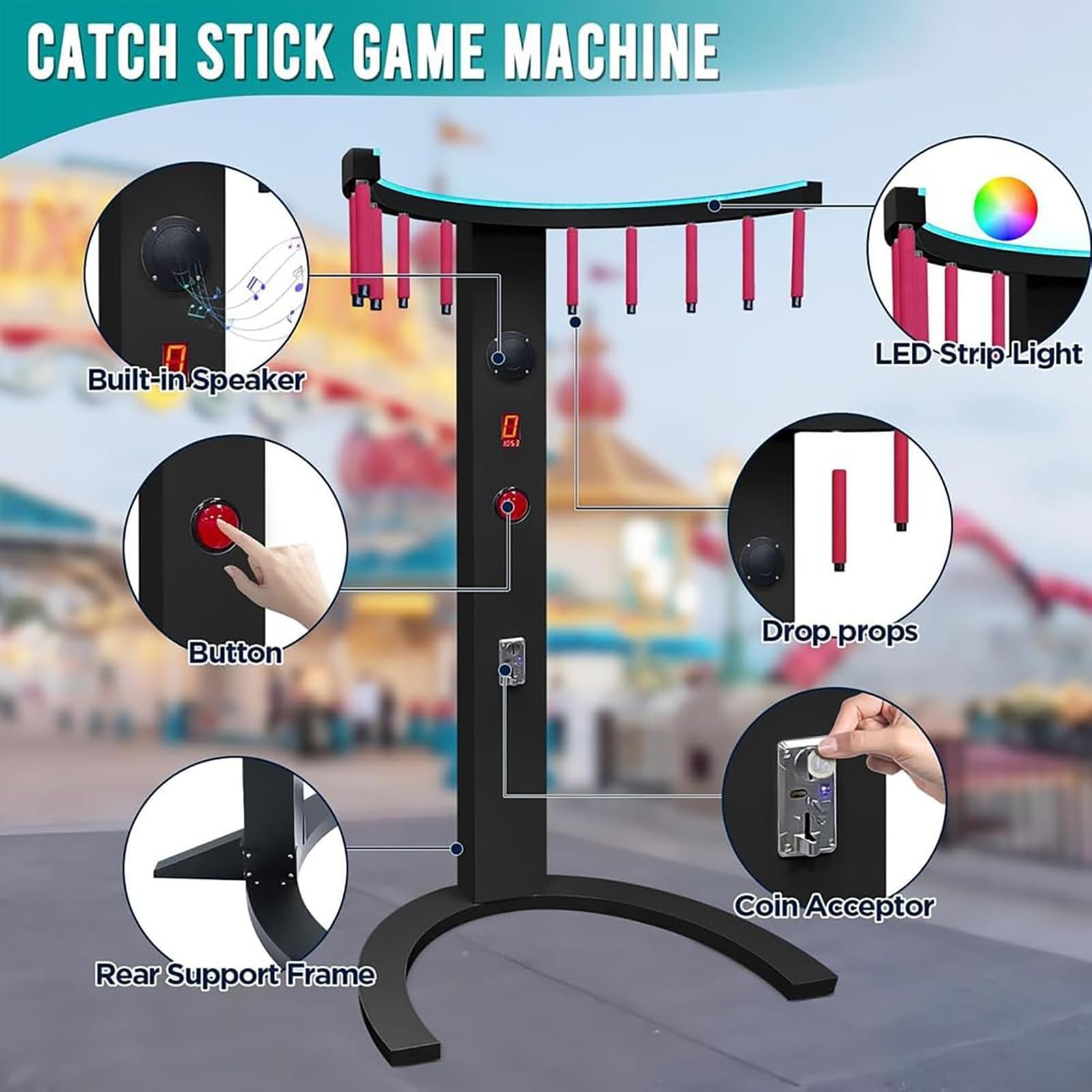 LED Reflex Training Catch Stick Game Machine