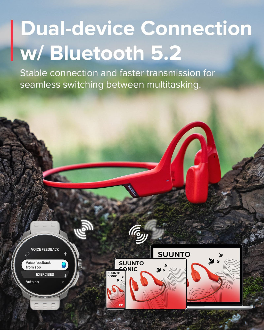Stainless Steel GPS Sports Watch & Bone Conduction Headphones Set